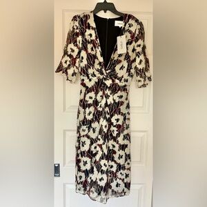 ba&sh Black and White Floral Midi Dress